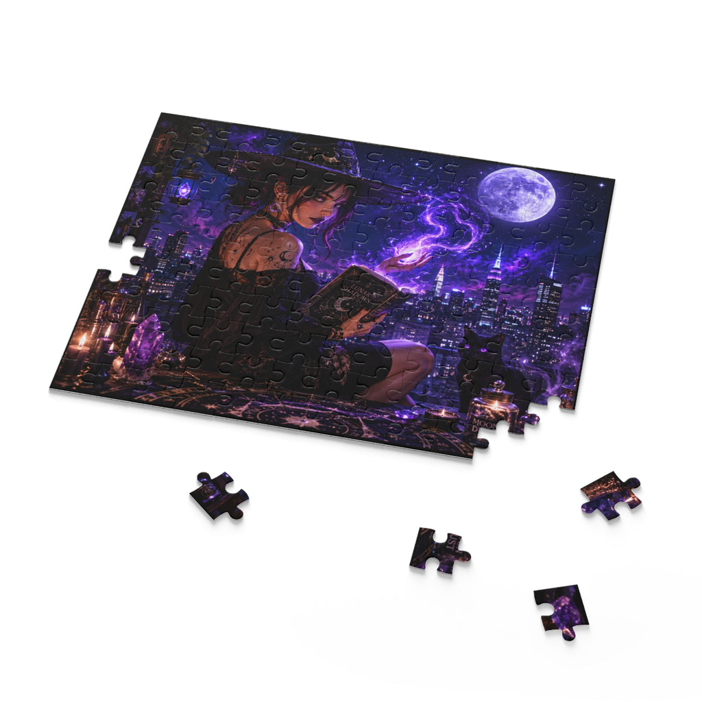 Mystic Night Witch Puzzle — Magical Cityscape Jigsaw (120/252/500 pcs)