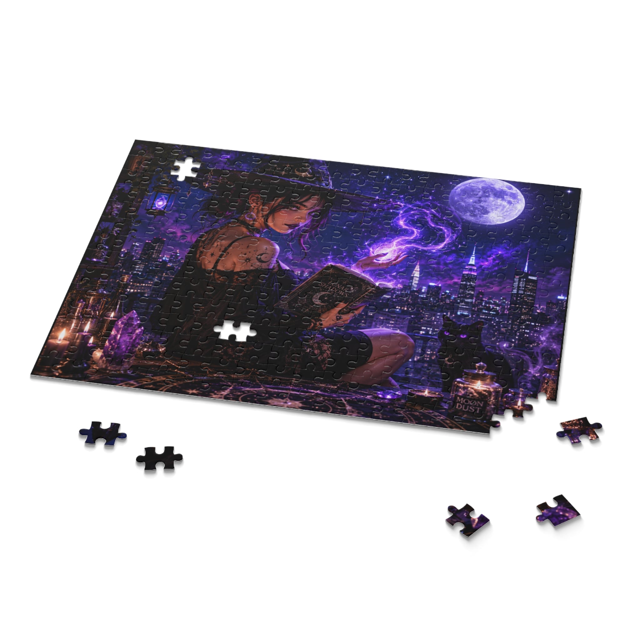 Mystic Night Witch Puzzle — Magical Cityscape Jigsaw (120/252/500 pcs)