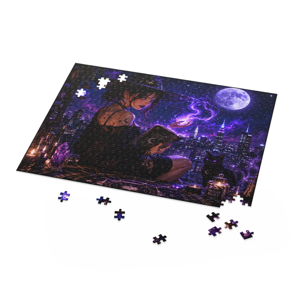 Mystic Night Witch Puzzle — Magical Cityscape Jigsaw (120/252/500 pcs)