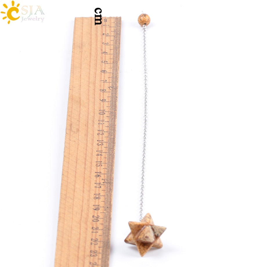 🌙 Natural Gem Stones Merkabah Pendulums for Dowsing Divination Wicca Chakra Reiki Pink Crystal Lapis Lazuli Onyx Pendant