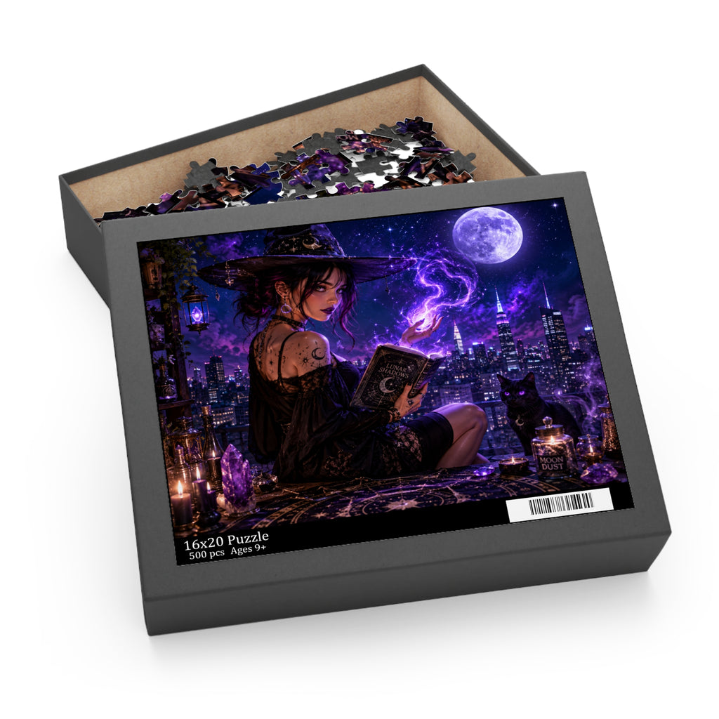 Mystic Night Witch Puzzle — Magical Cityscape Jigsaw (120/252/500 pcs)