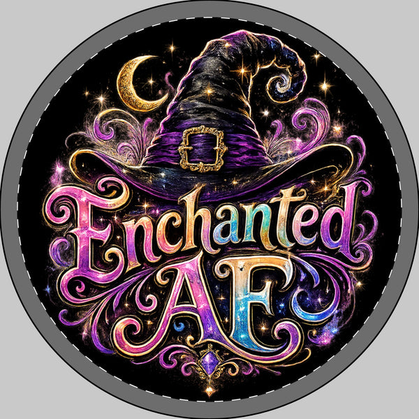 Enchanted AF Round Car Magnet – Witch Hat Magic Vehicle Decal
