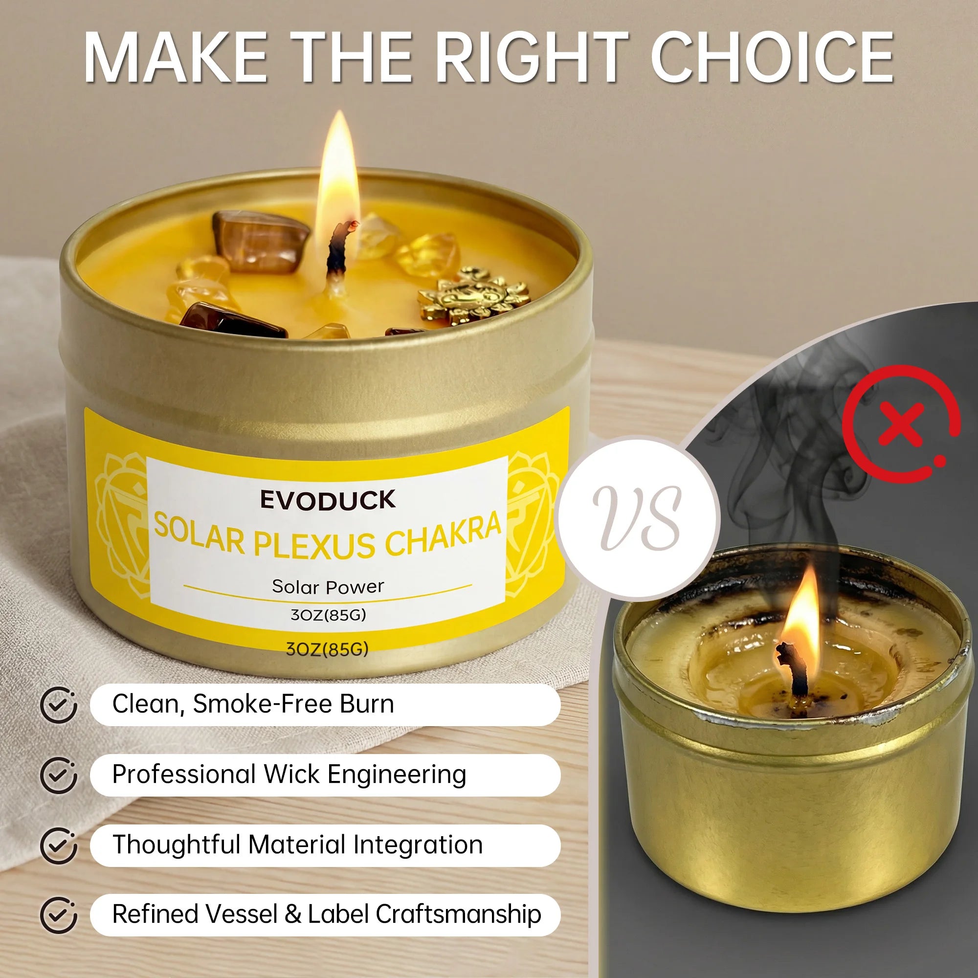 Rosemary Solar Plexus Chakra Candle, Meditation Aromatherapy Candle for Confidence Focus Relaxation Yoga Decor Home Decor Gift