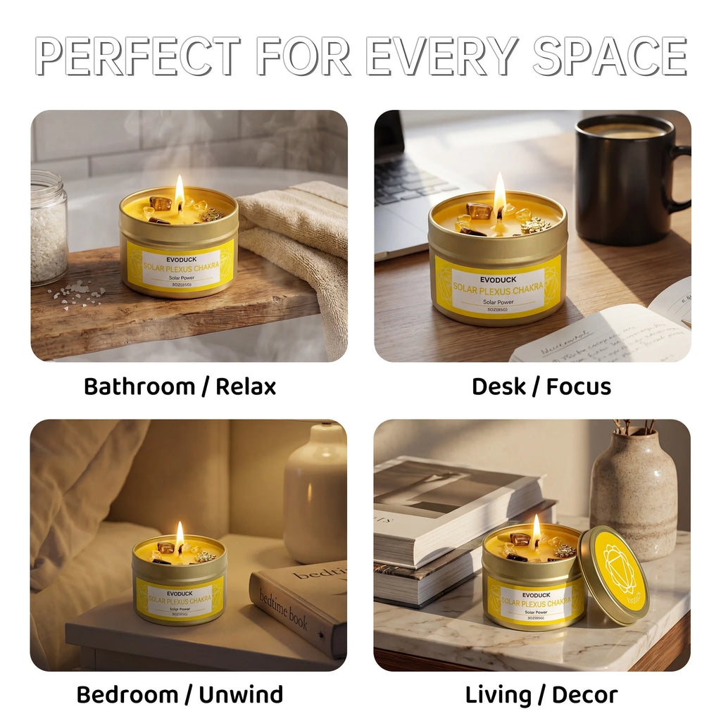 Rosemary Solar Plexus Chakra Candle, Meditation Aromatherapy Candle for Confidence Focus Relaxation Yoga Decor Home Decor Gift