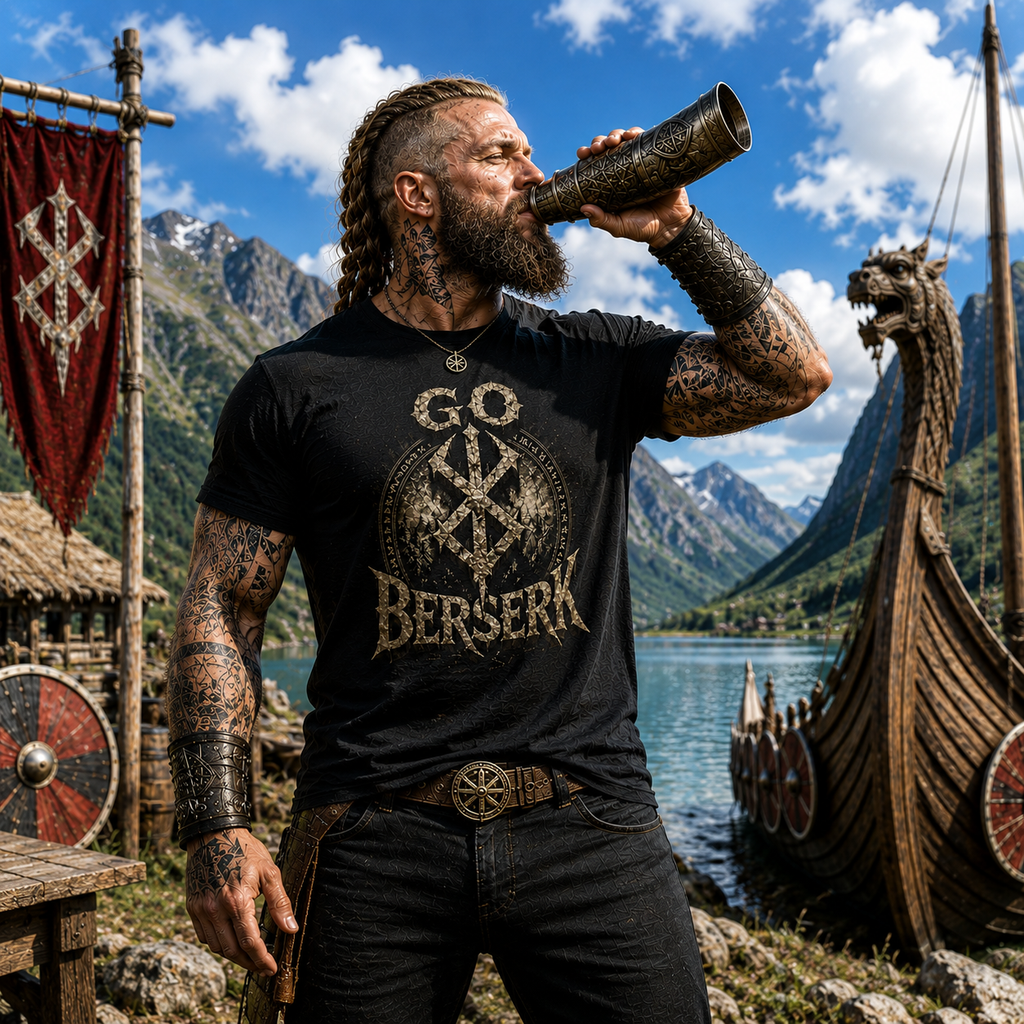⚔️🔥 Go Berserk - Unisex Softstyle Black Viking T-Shirt