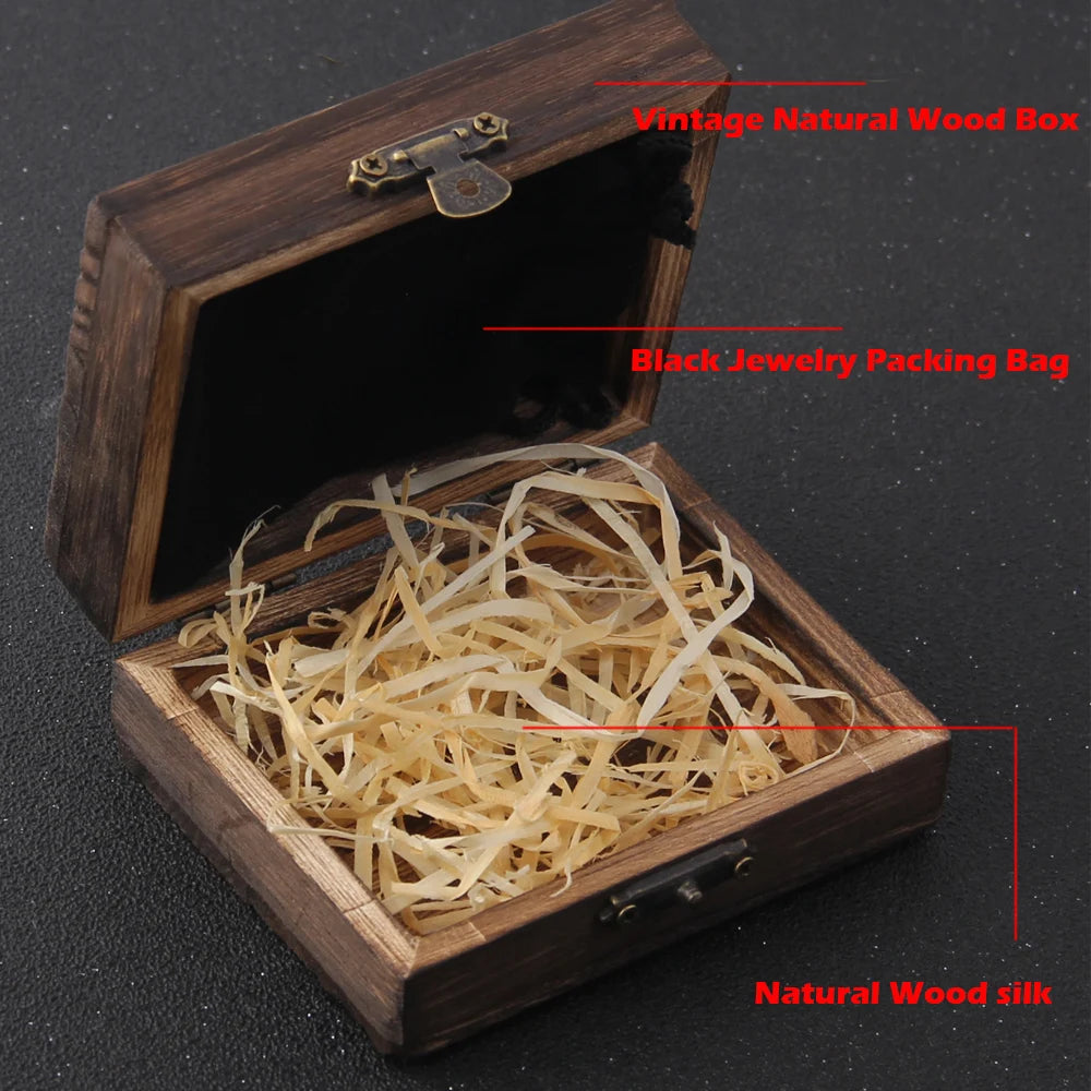 Nordic mythology Odin Huginn and Muninn pendant necklace viking Raven necklace stainless steel never fade with wooden box