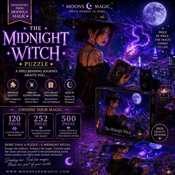 Mystic Night Witch Puzzle — Magical Cityscape Jigsaw (120/252/500 pcs)