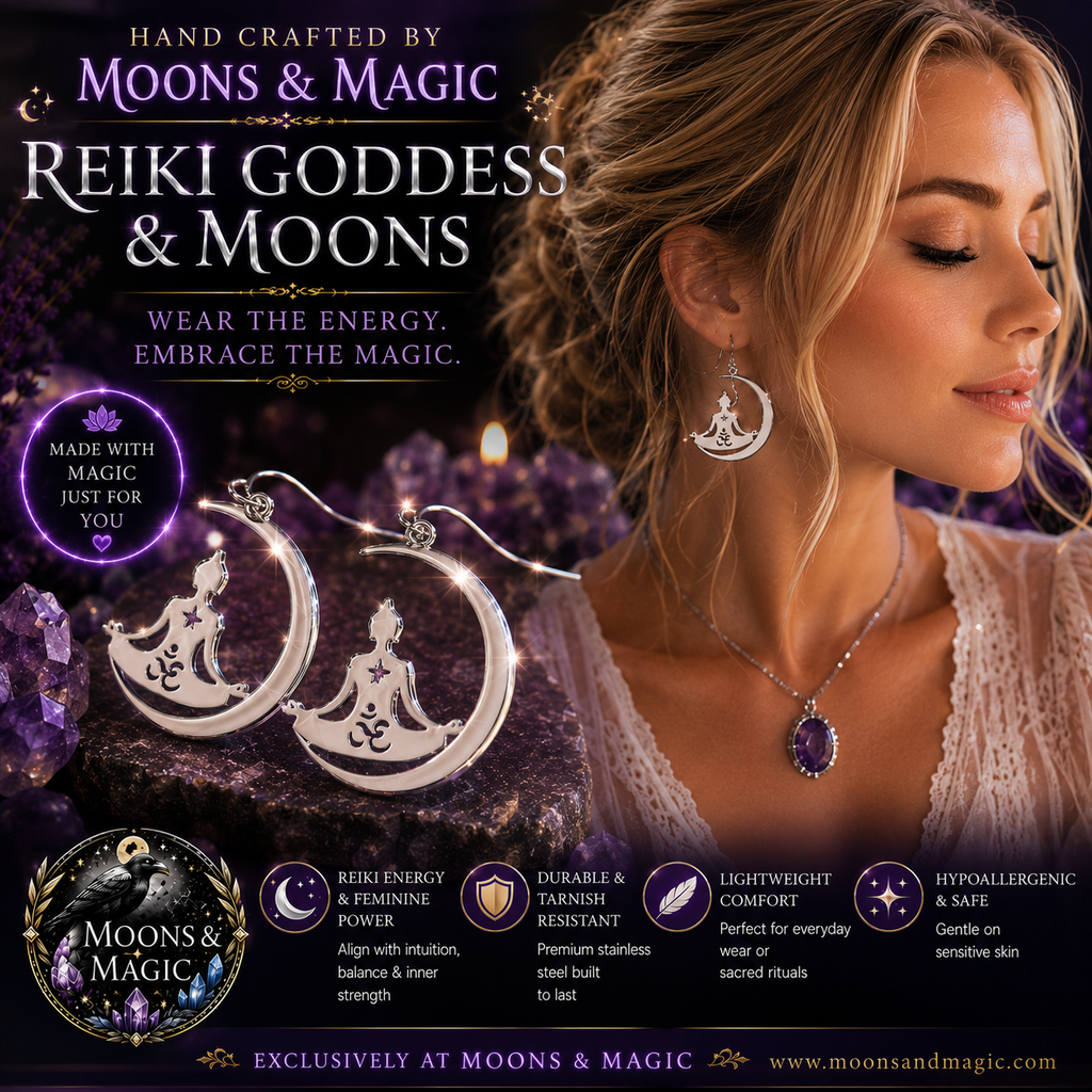 Reiki Goddess & Moons Stainless Steel Earrings ✨💜