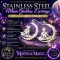 Reiki Goddess & Moons Stainless Steel Earrings ✨💜