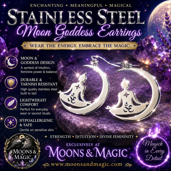 Reiki Goddess & Moons Stainless Steel Earrings ✨💜