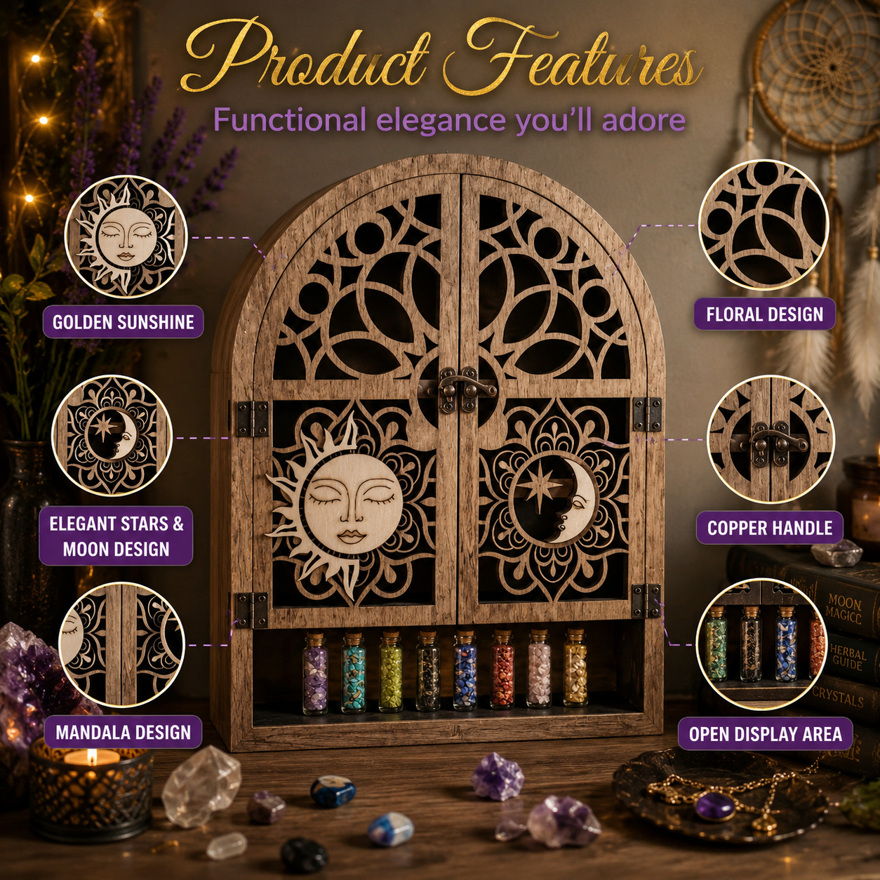 Celestial Sanctuary - Sun & Moon Wall Cabinet
