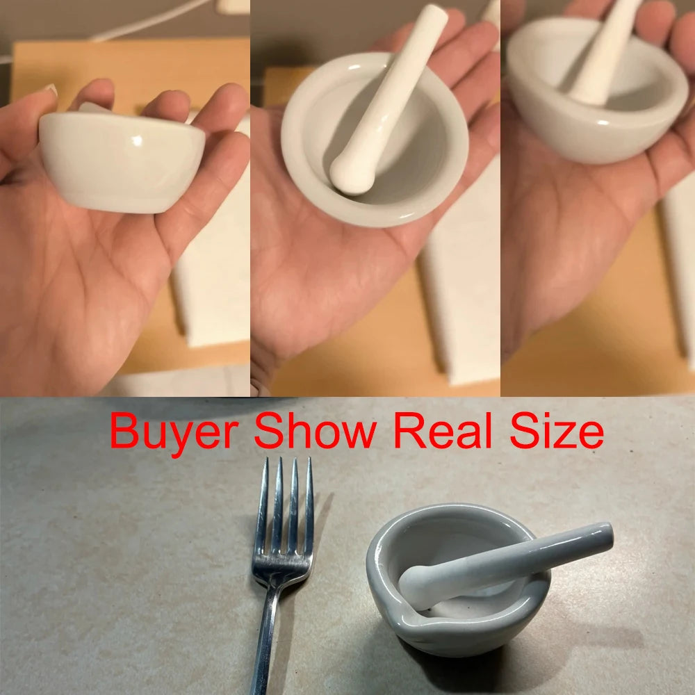 6ml Mini Porcelain Mortar and Pestle Mixing Grinding Bowl Set