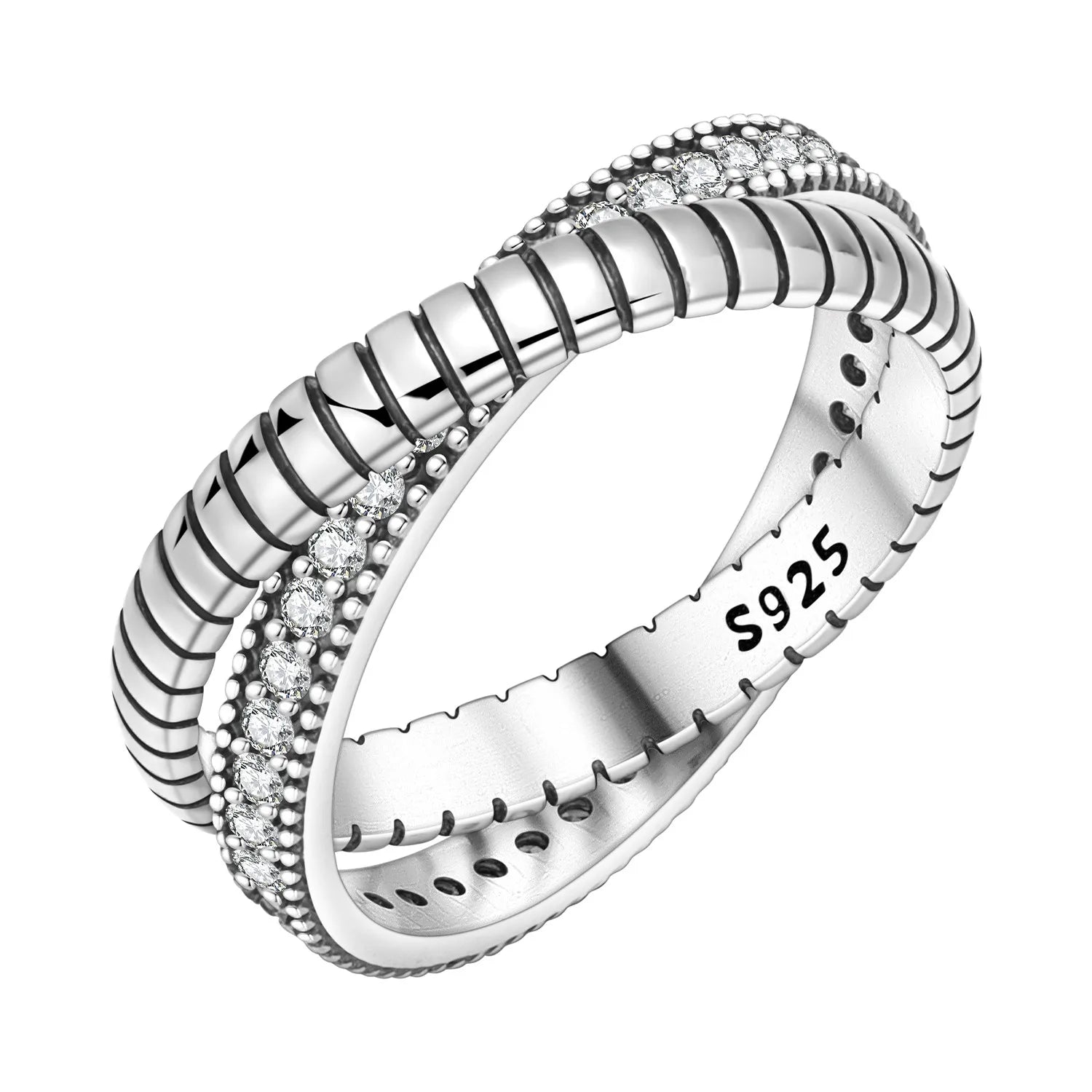 S925 Sterling Silver Vintage Pattern Closed Ring For Women