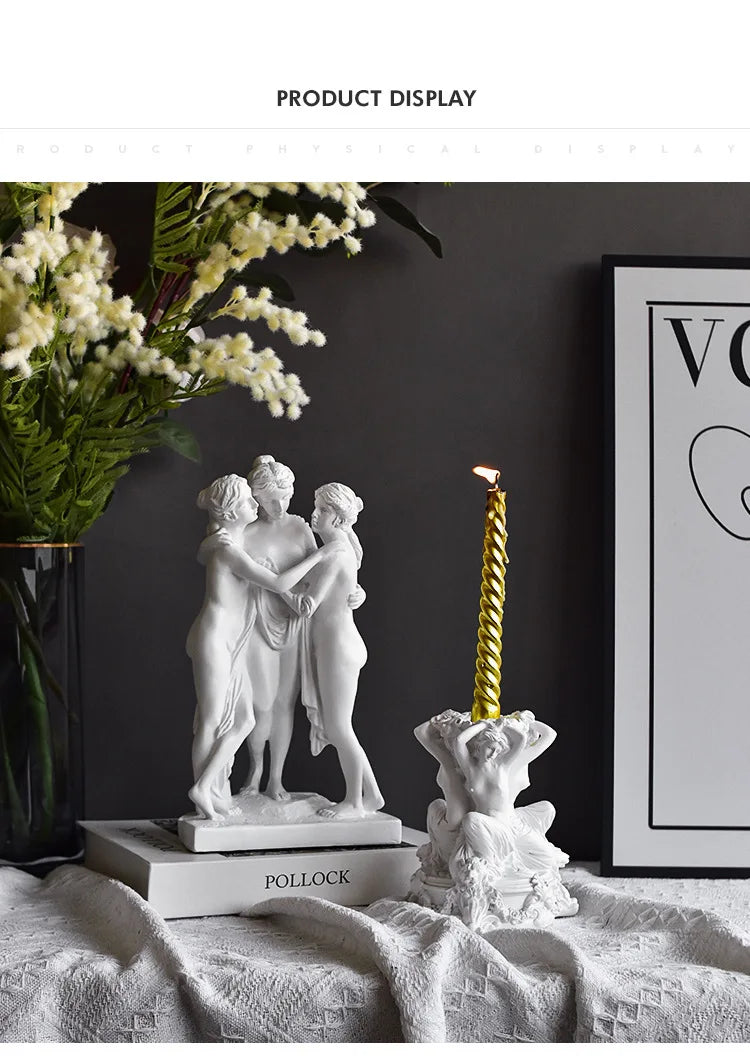 The Three Graces Statue Greece Antonio Canova Famous Sculpture Sexy Goddess Figure Crafts Home Living Room Hotel Decoration