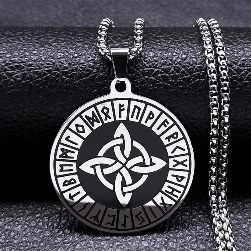 Crescent Celtic Irish Knot Necklaces Stainless Steel Witch Moon Amulet Protection with Chain Necklace