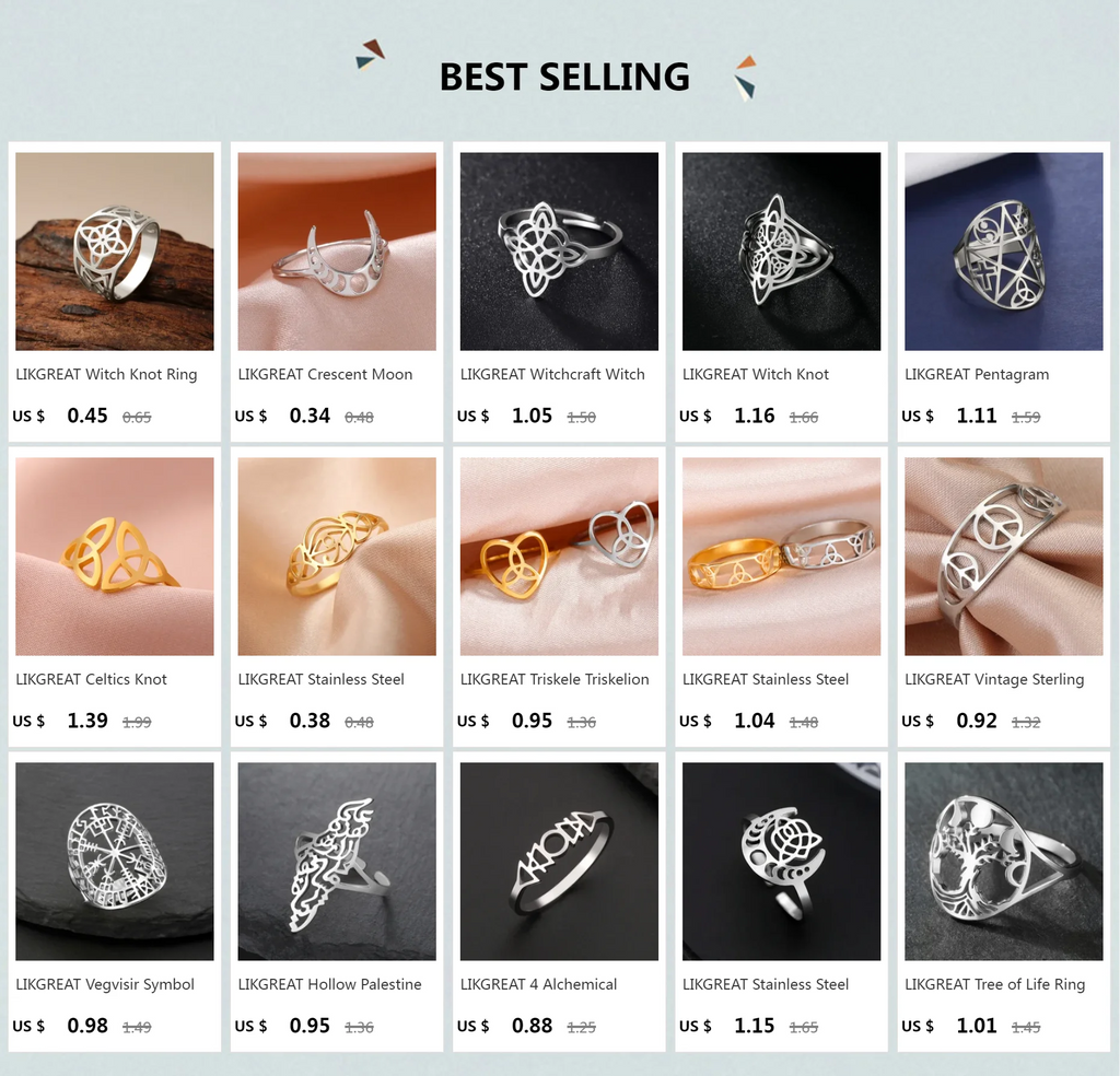 Witch Knot Stainless Steel Ring Wiccan Cross Celtics Knot Witchcraft Good Luck Protection