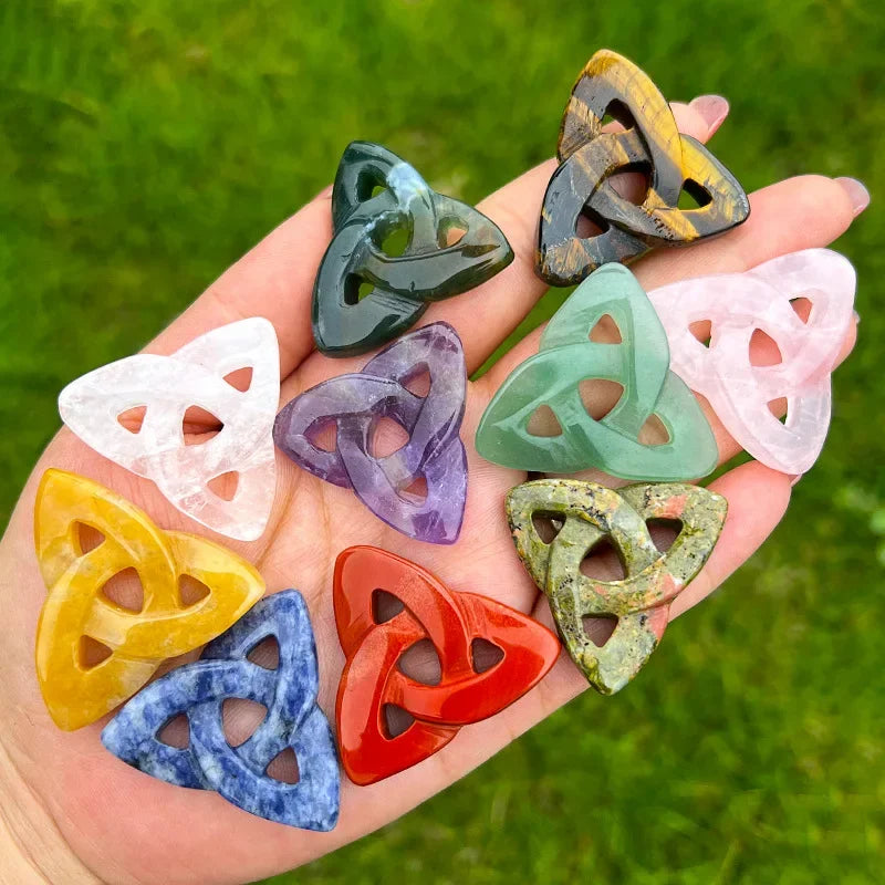 **Enchanted Celtic Knot Natural Stone Crystal & Chakra Stone Ornament**
