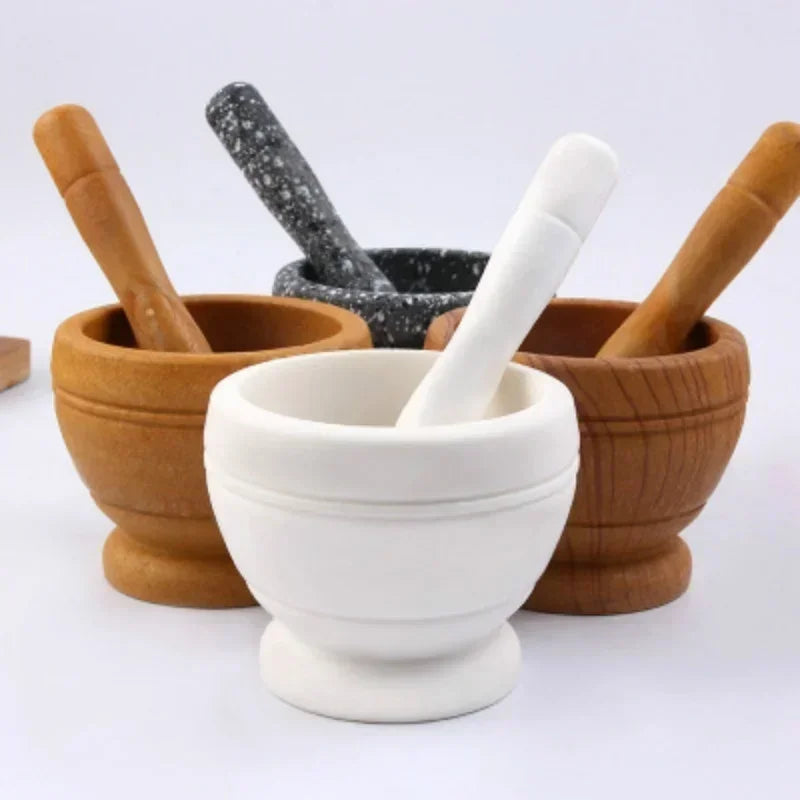 Resin Mortar and Pestle set Garlic Herb Spice Mixing Grinder Crusher Bowl Restaurant Kitchen Tools