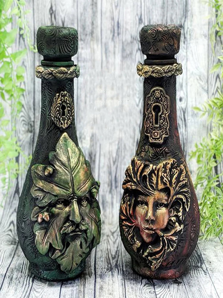 Witch Bottle Celestial Decorative Moon Potion Jar Gothic Decorative Witchcraft Sculpture