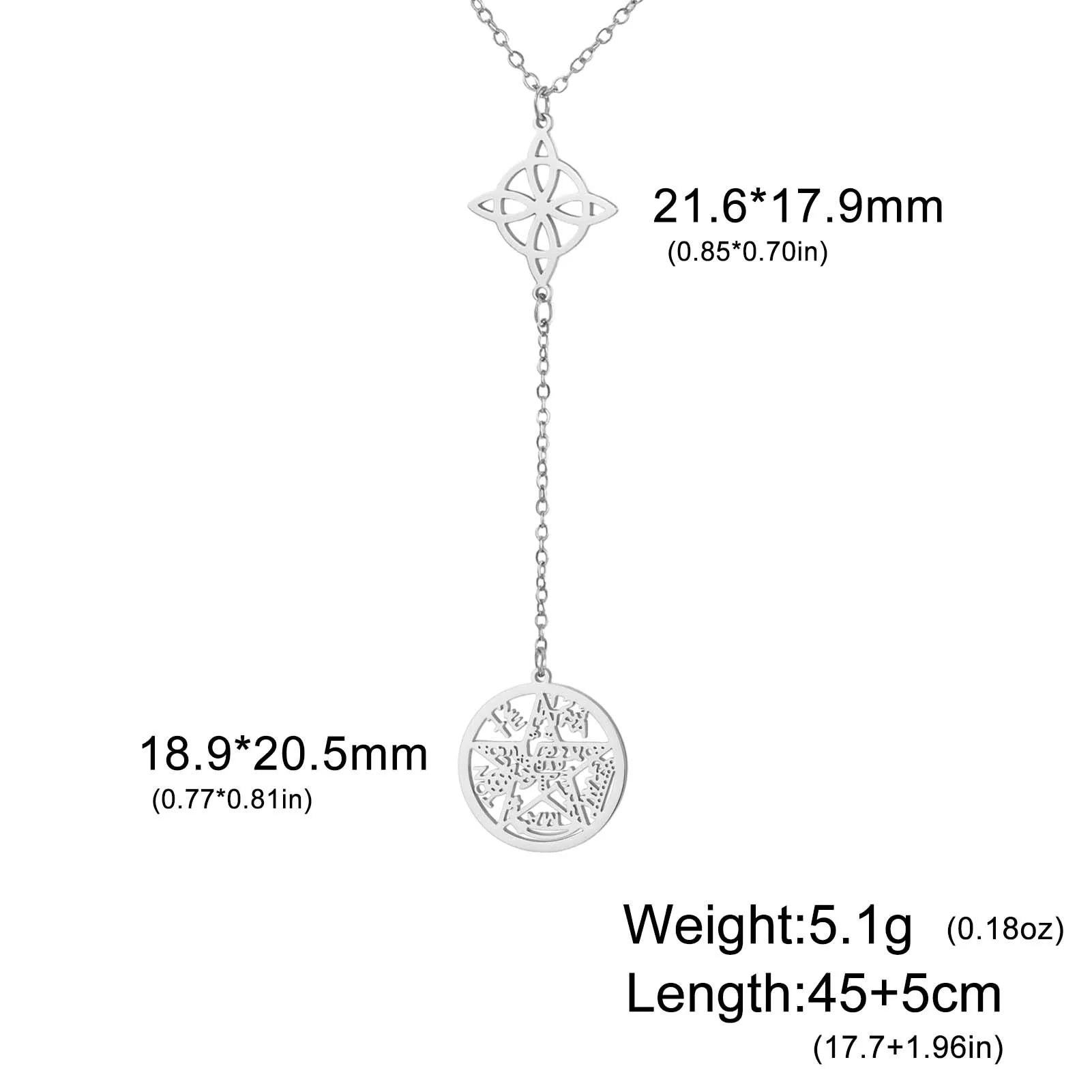 Witch Knot Pentagram  Necklace Stainless Steel Double Protection Jewerly