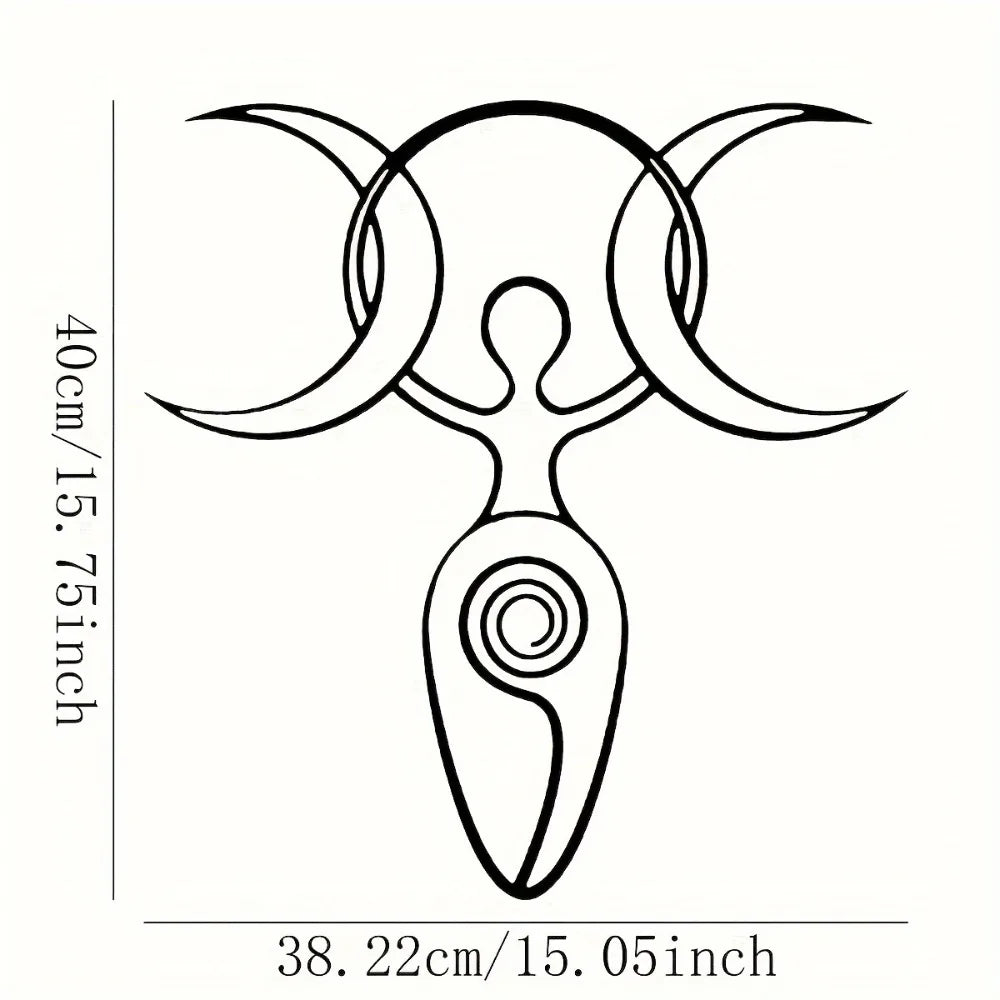 Triple Moon Metal Wall Art Sculpture Goddess Hanging Decor for Yoga Room Rustic Iron Statue 15.7x15 Inch Witchcraft Ritual