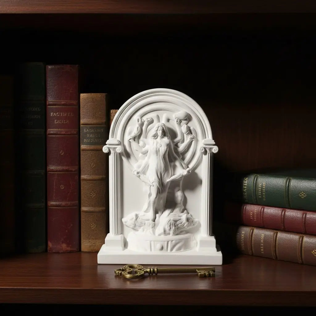 Triple Goddess Hecate Statue Plaster Relief Shrine Sculpture for Home Altar Bedroom Bookshelf Decor Greek Mythology Witch Gift Ritual