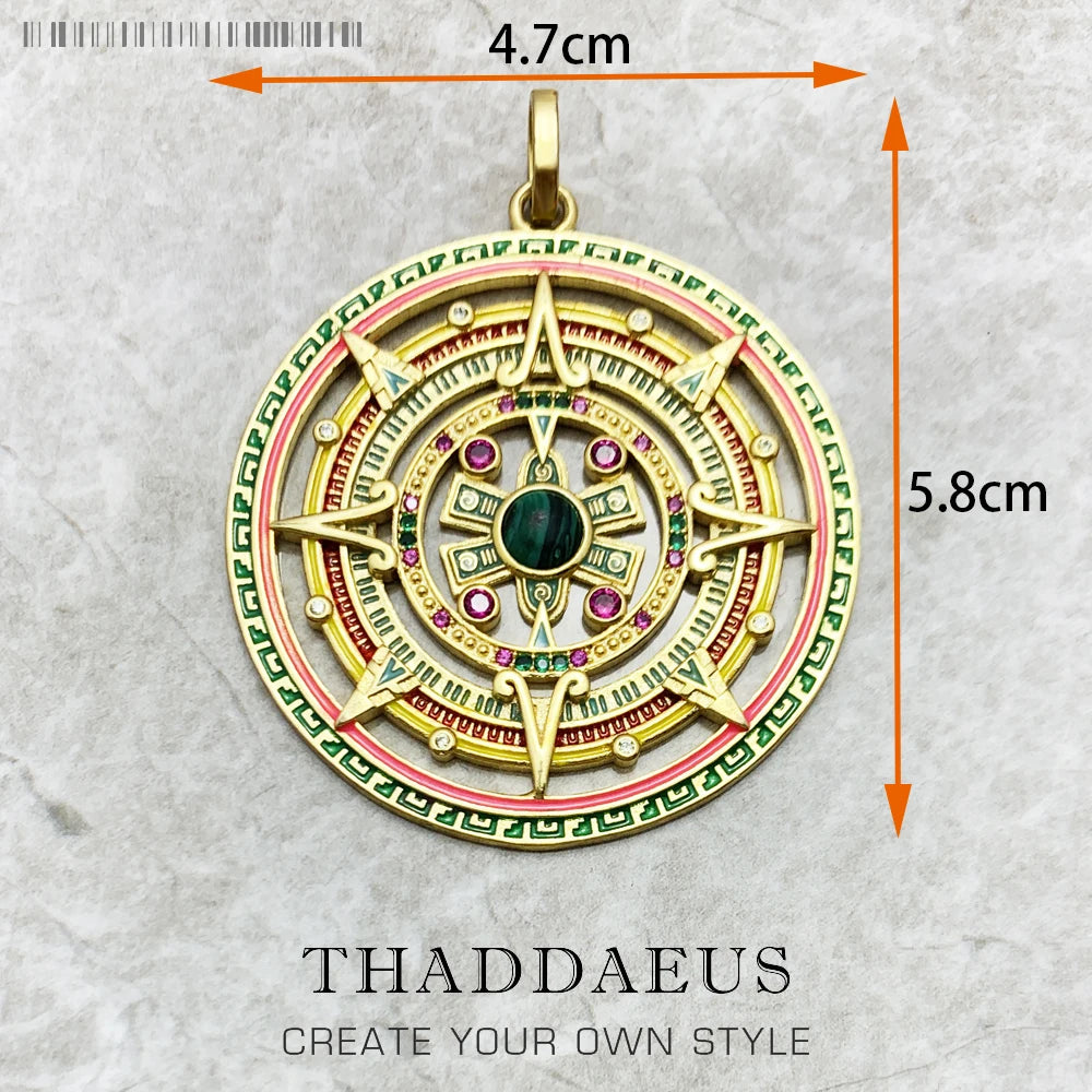 925 Sterling Silver Magical Amulet Mythical Aztec Compass Pendant Jewelry