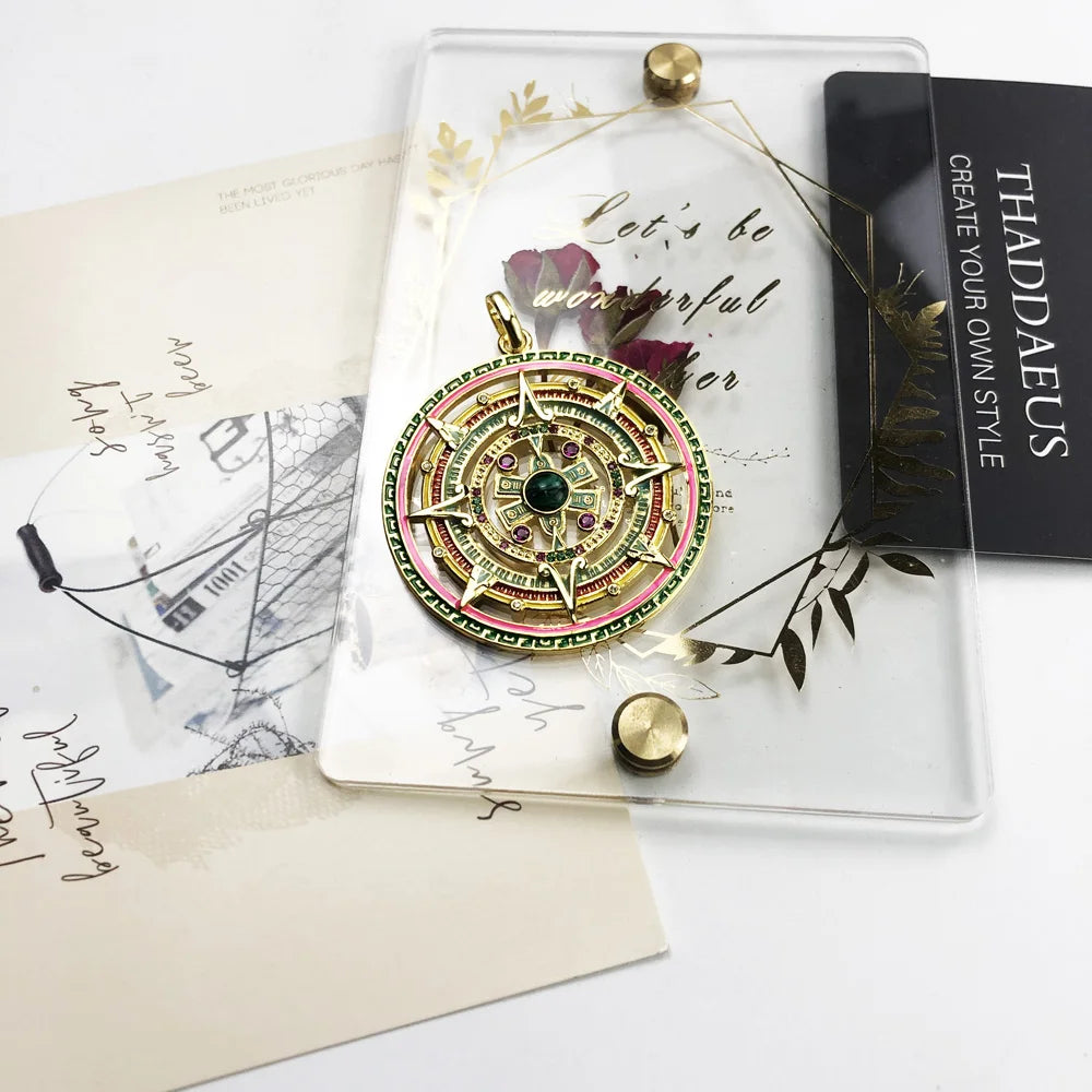 925 Sterling Silver Magical Amulet Mythical Aztec Compass Pendant Jewelry