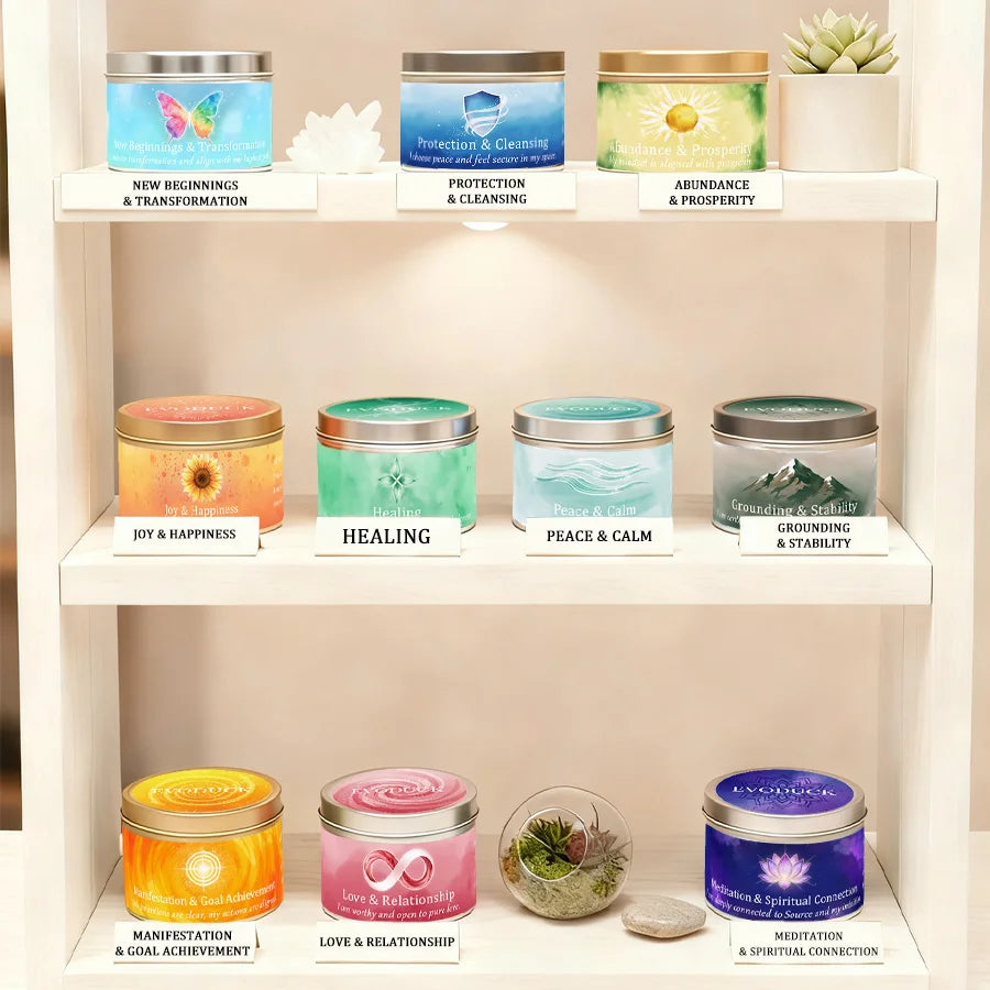 White Sage Frankincense Crystal Scented Candle Protection Cleansing Aromatherapy Meditation Room Decor Spiritual Yoga Gift 3oz