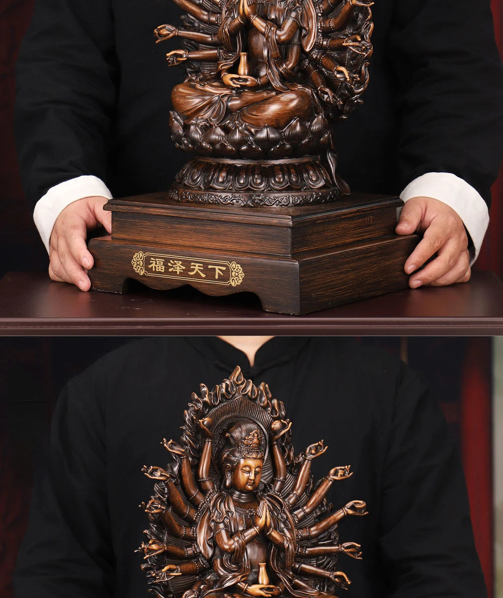 Goddess of Mercy Bodhisattva to  Attract Wealth Thousand-handed Goddess of Mercy Statue Craft Home Decor Office Gift Ritual