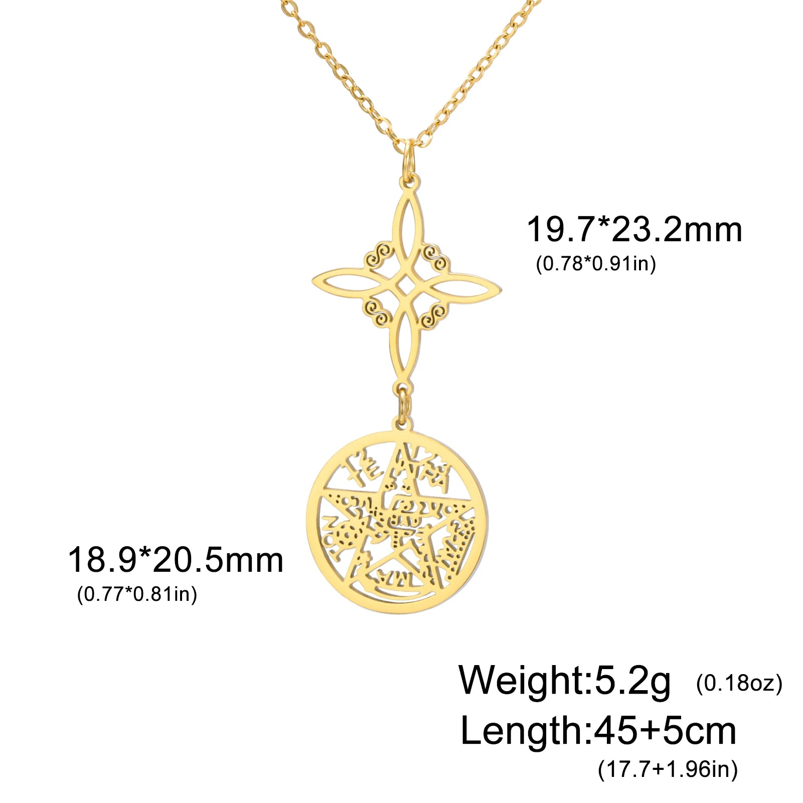 Witch Knot Pentagram  Necklace Stainless Steel Double Protection Jewerly