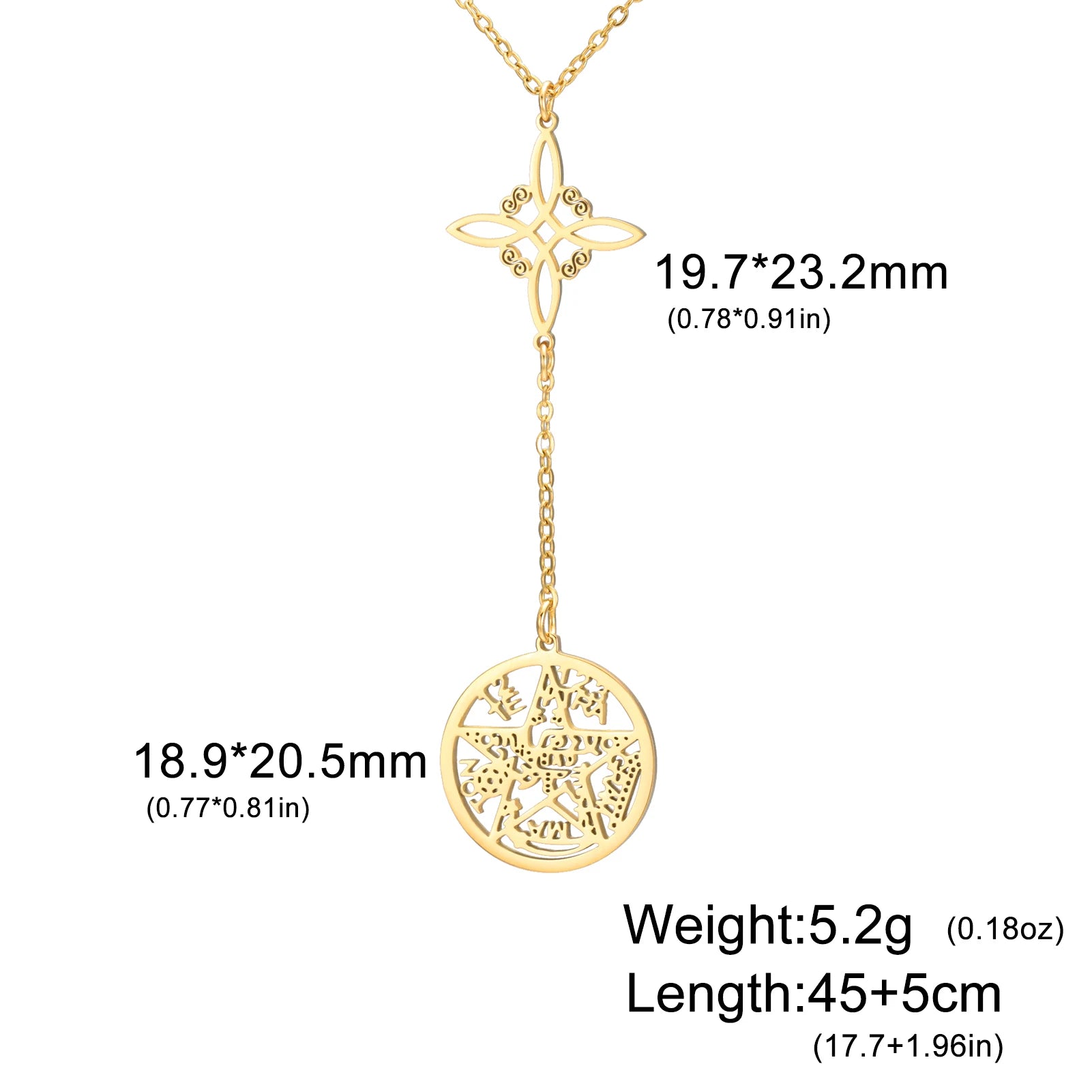 Witch Knot Pentagram  Necklace Stainless Steel Double Protection Jewerly
