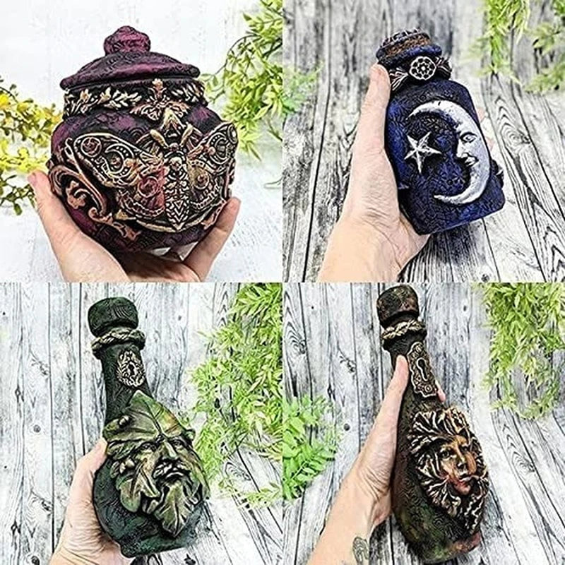 Witch Bottle Celestial Decorative Moon Potion Jar Gothic Decorative Witchcraft Sculpture