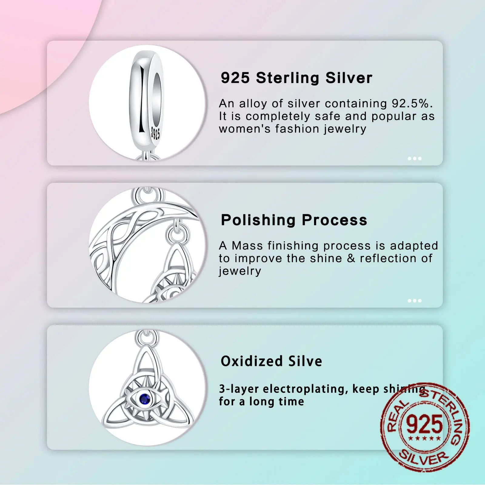 925 Sterling Silver Mysterious and retro Celtic style patterns Pendant Charm Fit Original Charm Bracelets Women DIY Jewelry Gift