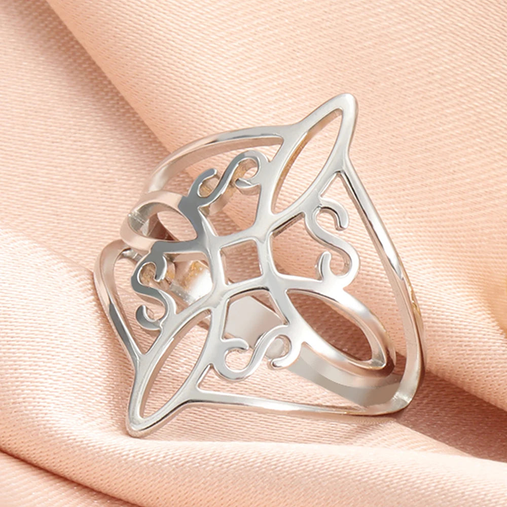 Witch Knot Stainless Steel Ring Wiccan Cross Celtics Knot Witchcraft Good Luck Protection