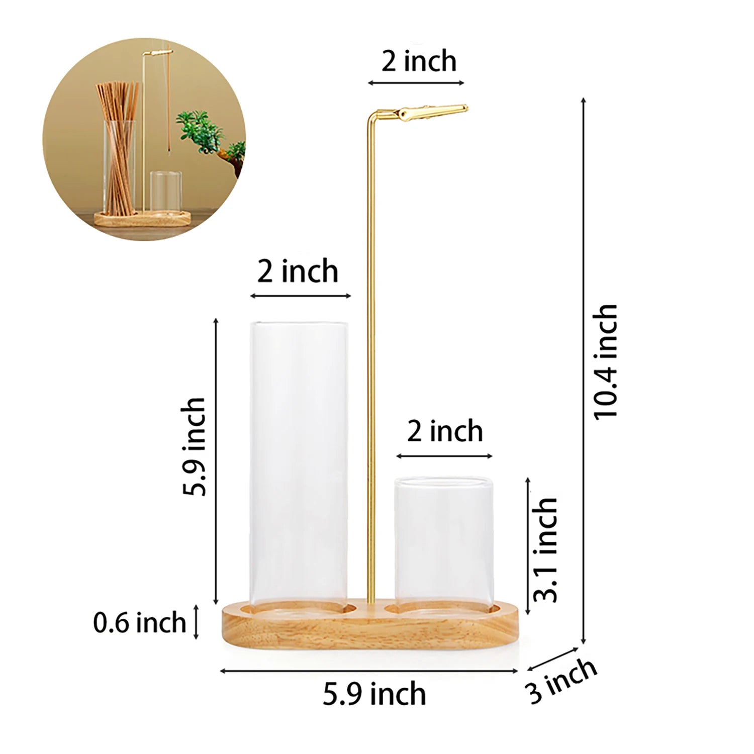2 in 1 Incense Holder Incense Burner with Glass Ash Catcher and Incense Sticks Organizer for Meditation Yoga Spa