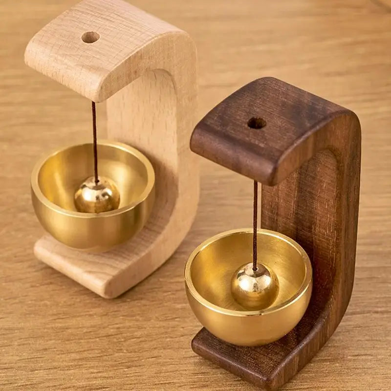 Wooden C Shaped Magnetic Brass Bell Wind Chime for Outdoors Door Bell Bells for Door Shopkeeper Bell Entry Chime Home Wind Bell