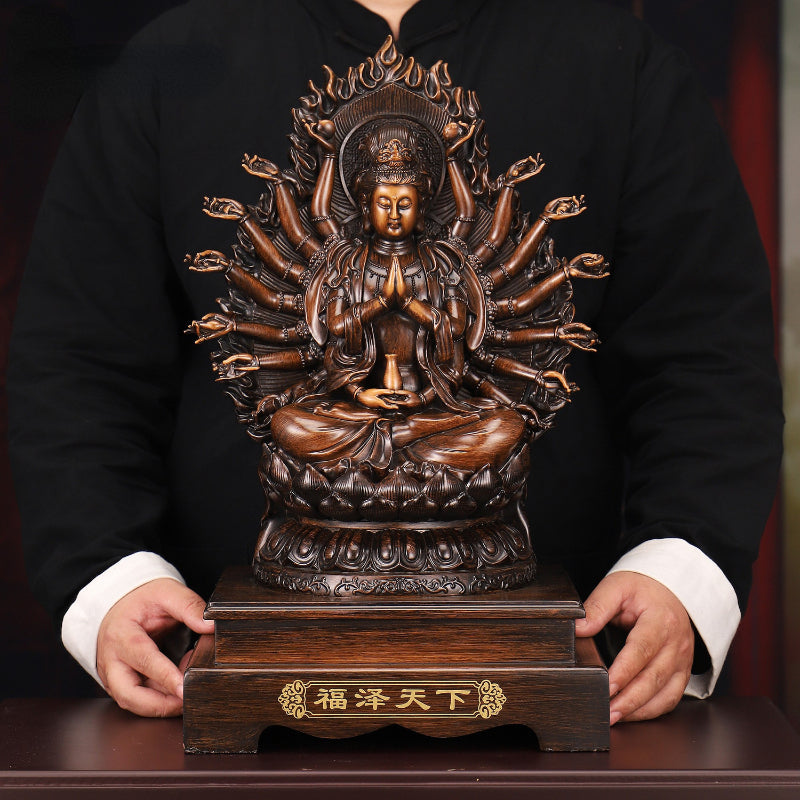 Goddess of Mercy Bodhisattva to  Attract Wealth Thousand-handed Goddess of Mercy Statue Craft Home Decor Office Gift Ritual