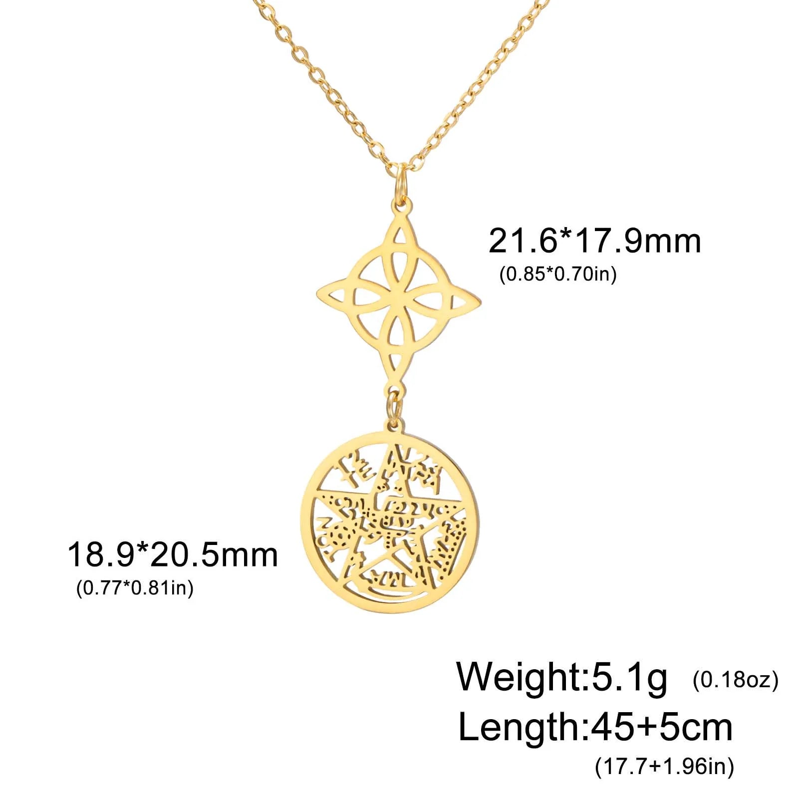 Witch Knot Pentagram  Necklace Stainless Steel Double Protection Jewerly