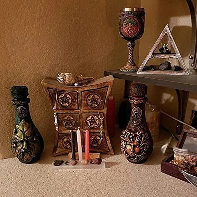 Witch Bottle Celestial Decorative Moon Potion Jar Gothic Decorative Witchcraft Sculpture