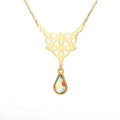 Witch Knot Necklace For Women Stainless Steel Hollow Celtic Knot Crystal Pendant Necklace