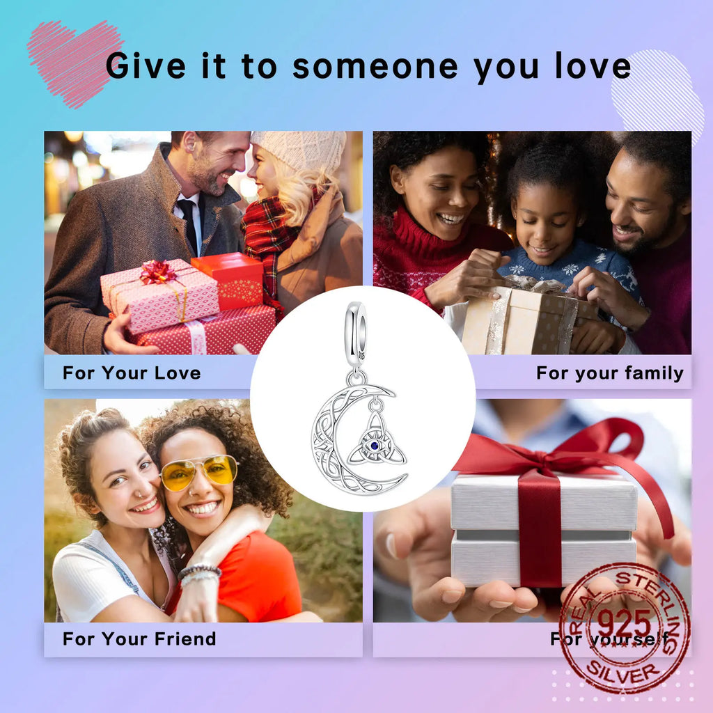 925 Sterling Silver Mysterious and retro Celtic style patterns Pendant Charm Fit Original Charm Bracelets Women DIY Jewelry Gift