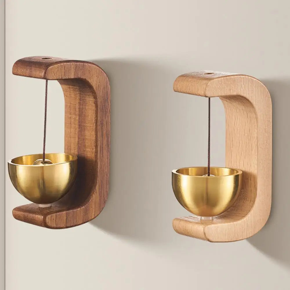 Wooden C Shaped Magnetic Brass Bell Wind Chime for Outdoors Door Bell Bells for Door Shopkeeper Bell Entry Chime Home Wind Bell