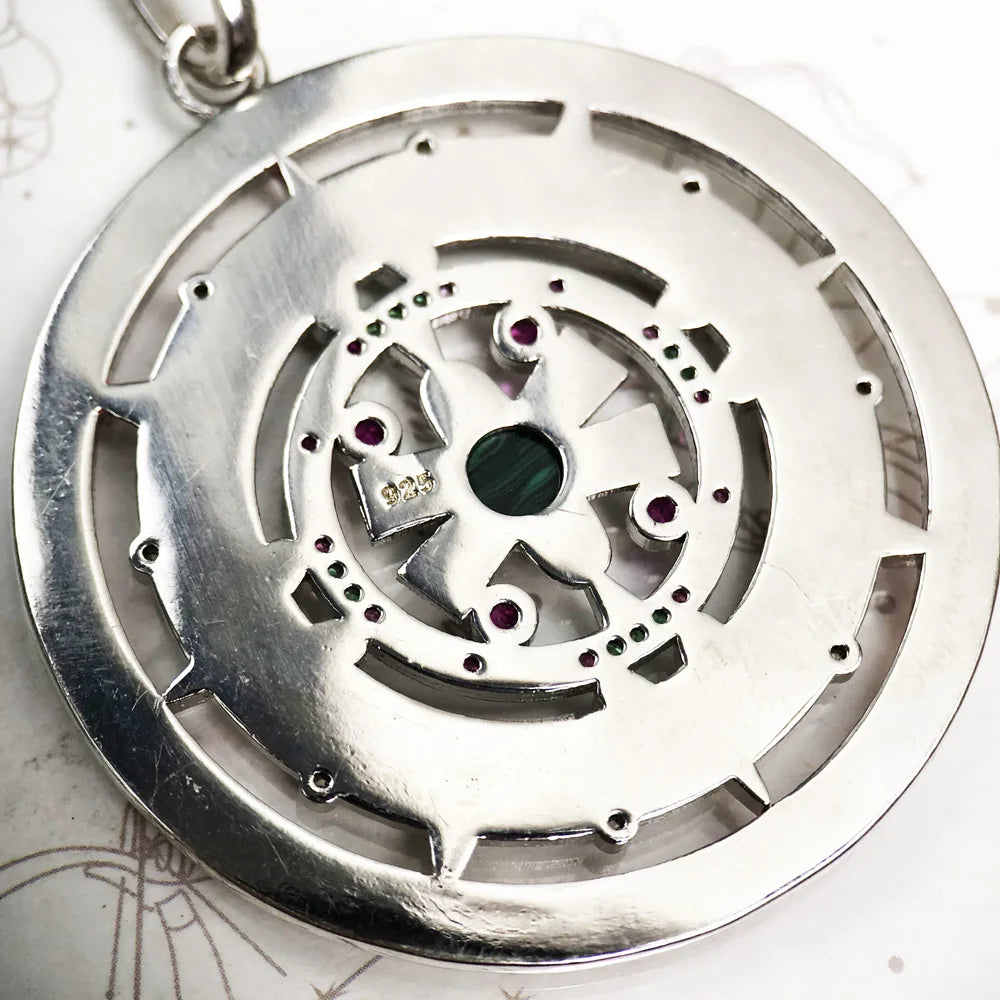 925 Sterling Silver Magical Amulet Mythical Aztec Compass Pendant Jewelry