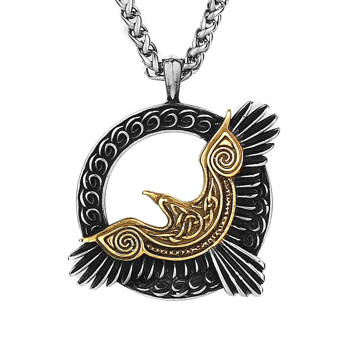 Viking Crow 316L Stainless Steel Pendant Necklace For Men Jewelry