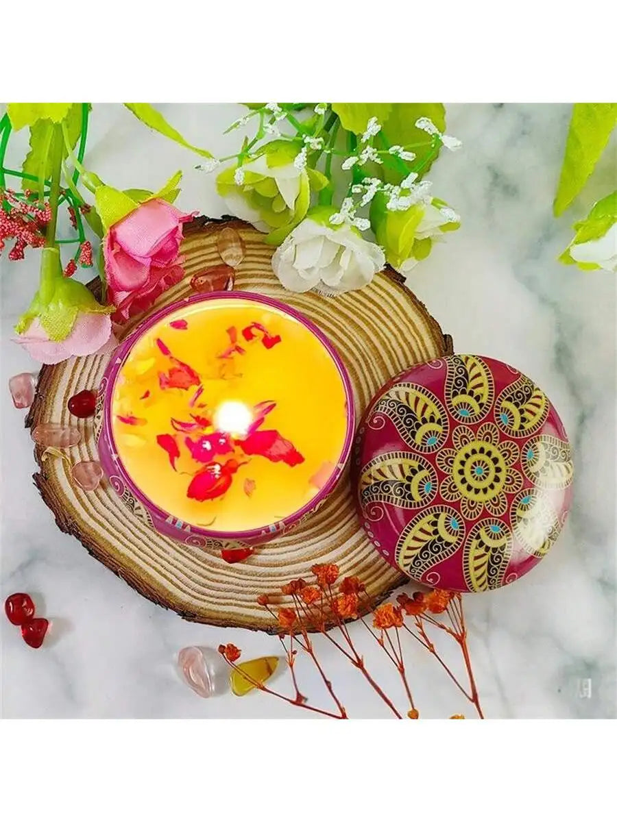 4 cans/set of hot melt wax aromatherapy set, homemade soy candle cup, flower candles for wedding and holiday decoration 4.4oz