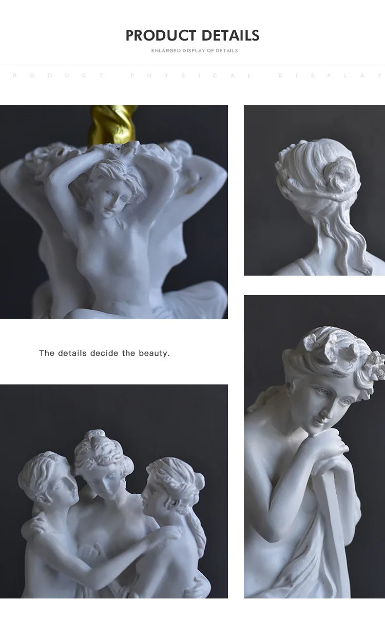 The Three Graces Statue Greece Antonio Canova Famous Sculpture Sexy Goddess Figure Crafts Home Living Room Hotel Decoration