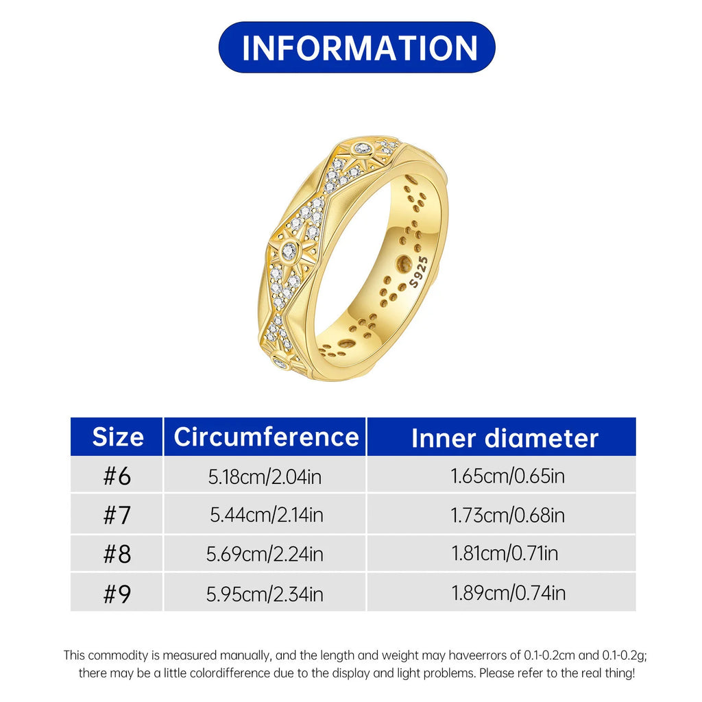 S925 Sterling Silver Vintage Pattern Closed Ring For Women