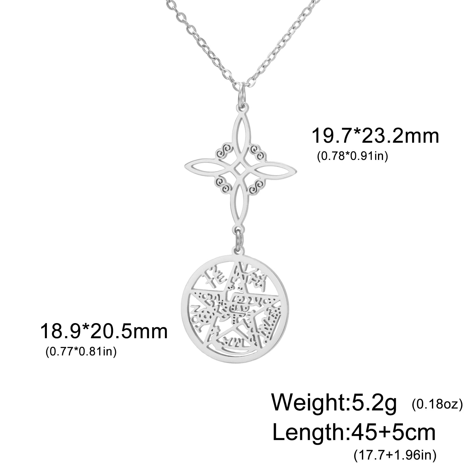 Witch Knot Pentagram  Necklace Stainless Steel Double Protection Jewerly