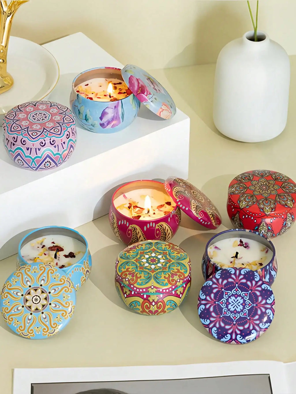 4 cans/set of hot melt wax aromatherapy set, homemade soy candle cup, flower candles for wedding and holiday decoration 4.4oz